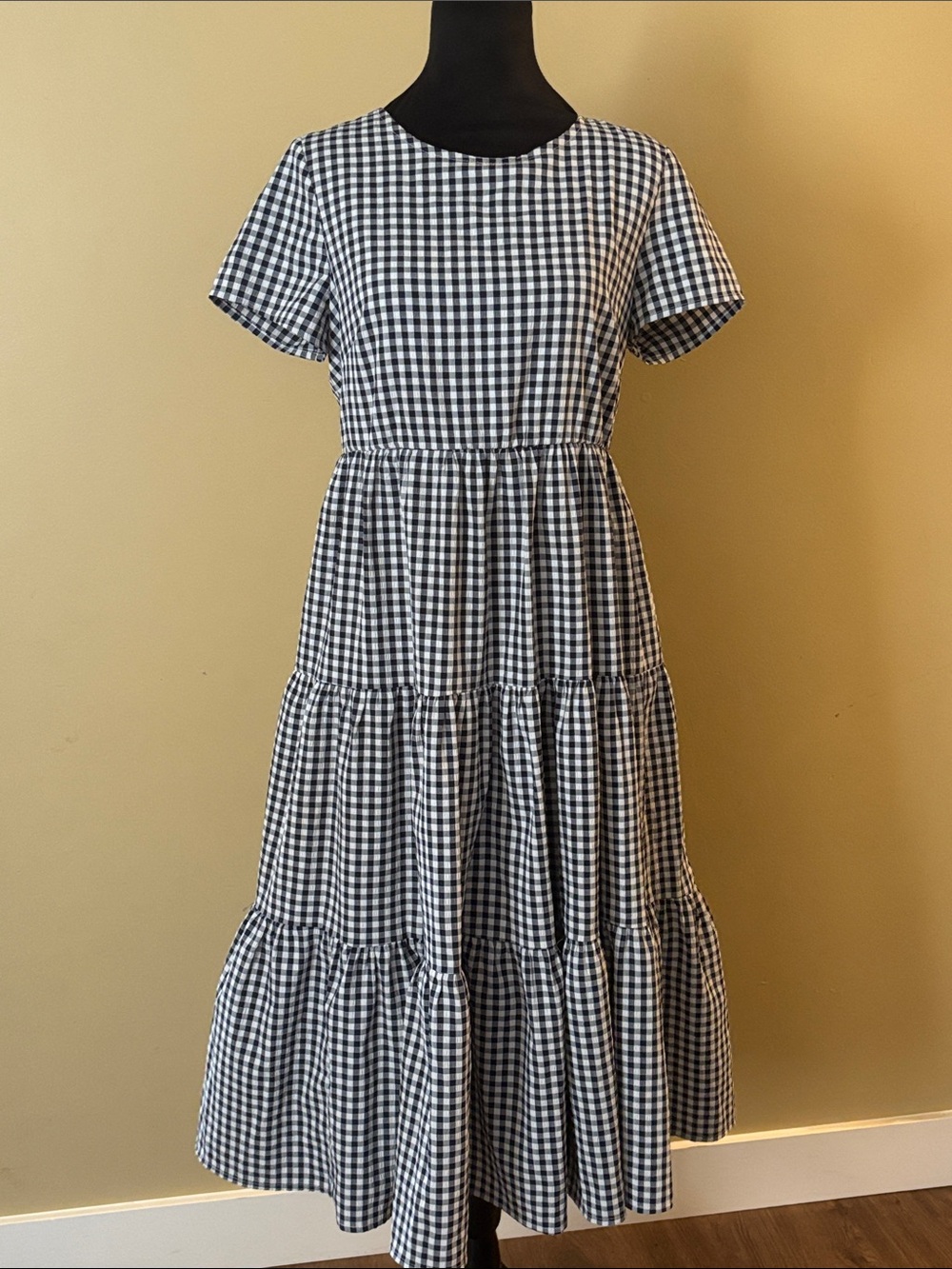 Listicle Black and White Gingham Tiered Maxi Dress